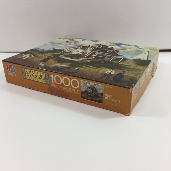 Charles Wysocki's Americana MB 1000 Piece Puzzle 4679-11 Lake House Lighthouse - Picture 4 of 9